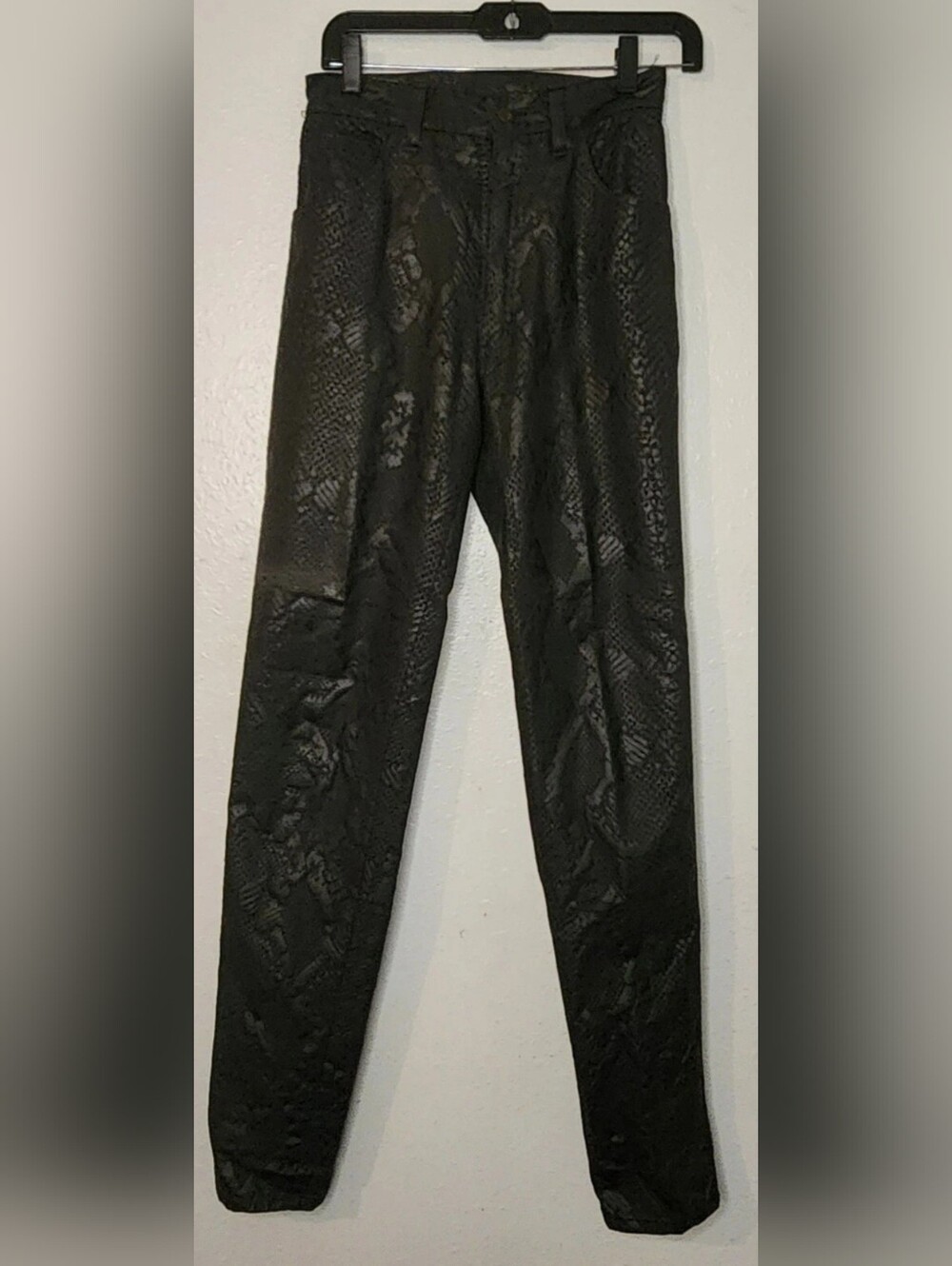 Vintage 1983 ModZart London Jeans 29 Black Snake Python Punk Skinny UK